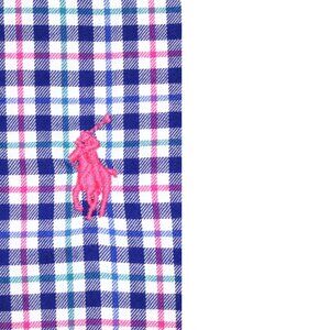 POLO RALPH LAUREN REGULAR FIT 100% COTTON SHIRT NAVY/PINK/TEAL Sz X-LARGE, XL